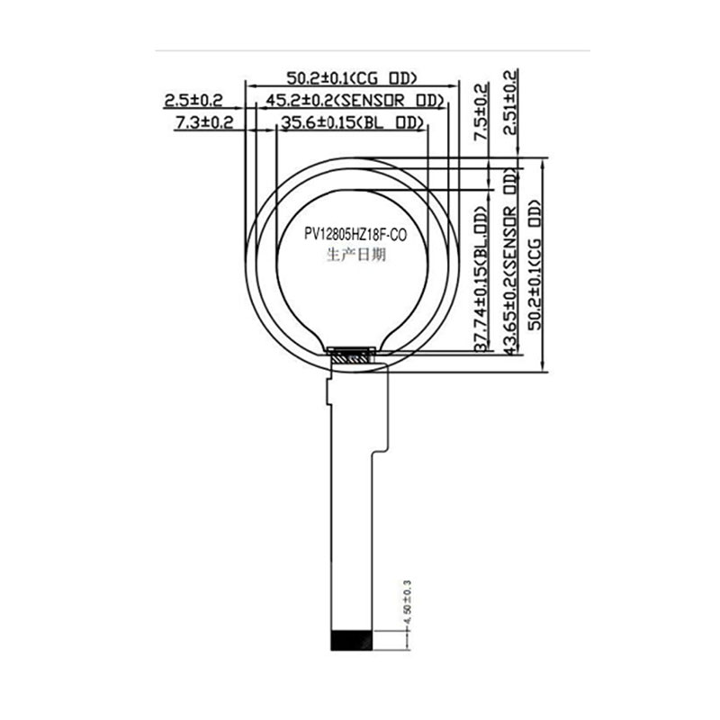 1,28 tums 240 * 240 IPS rund TFT-skärm