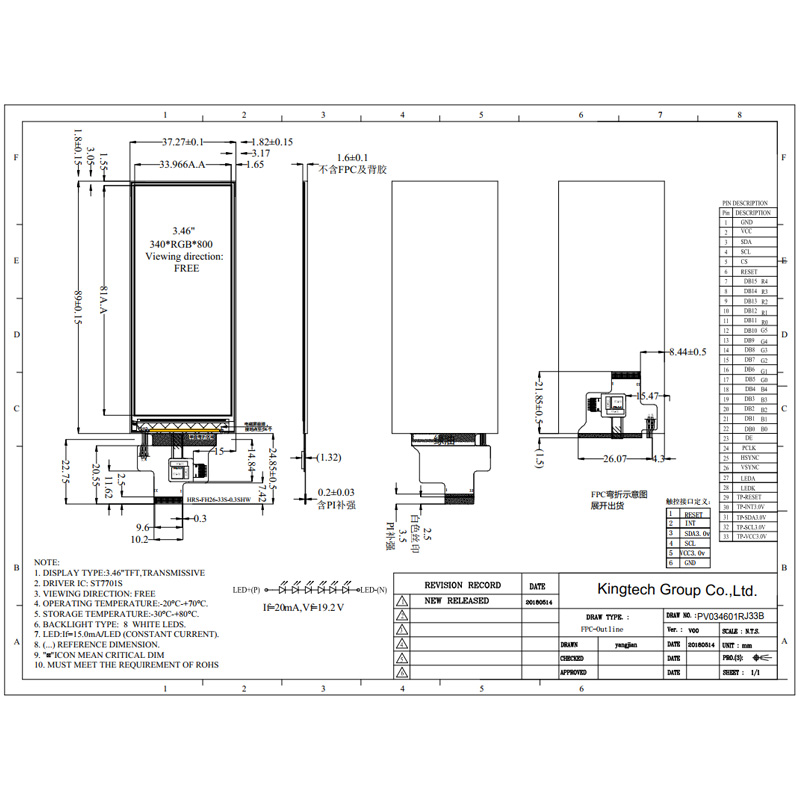 3.46-PV034601RJ33B Mechanical Drawing