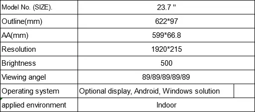 The bar type TFT LCD display application for goods shelf