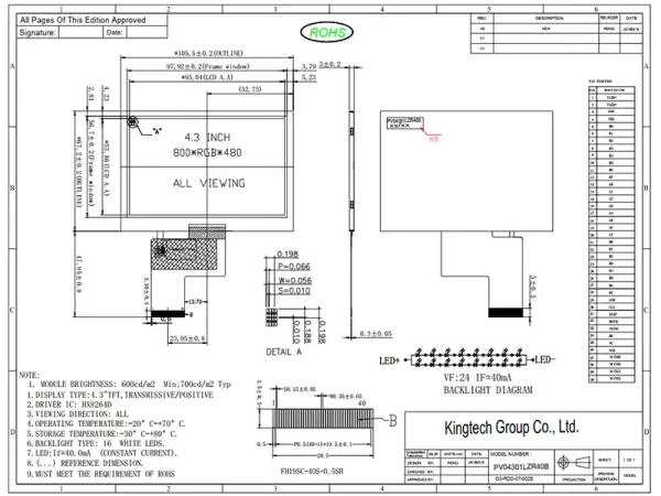 4.3 tft lcd module
