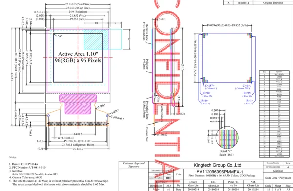 1.12 inch PMOLDE display drawing