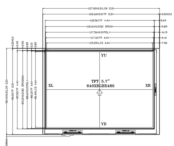 5.7 inch front