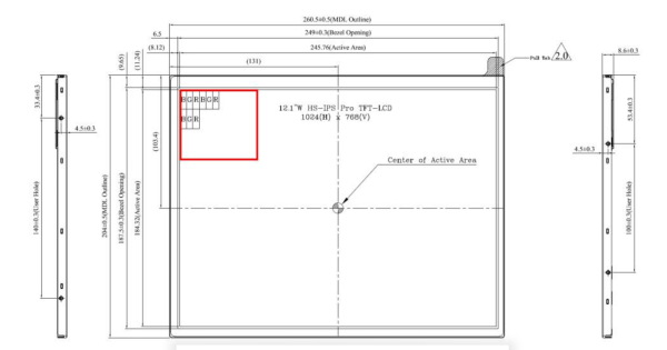 12.1 inch 1024*768 TFT display