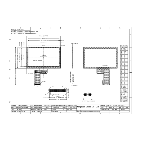 5.0 inch 800*480 TFT module display