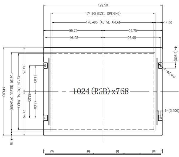 Kingtech wide temperature 8.4 inch LCD module IPS TFT LCD