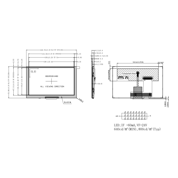 5.0 inch LCD module using IPS TFT-LCD technology.