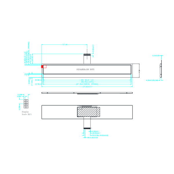 Kingtech 10.4 inch 1024*100 bar type TFT display