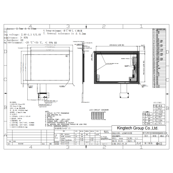 MIPI interface 10.1 inch 1200*1920 TFT display
